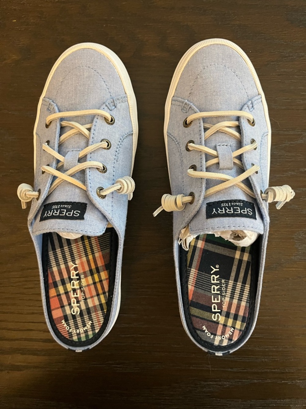 Sperry Light Blue Canvas Slip-On Boat Shoes